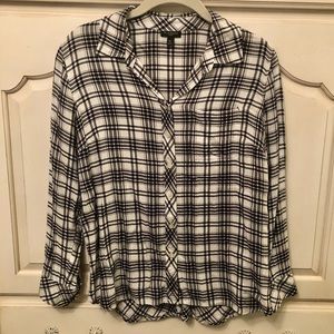 Talbot’s Black and White Plaid Blouse